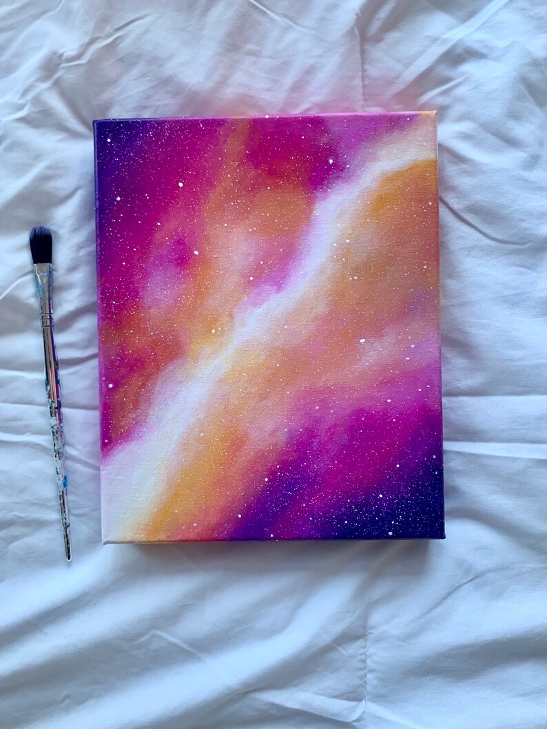 8x10\u201d Original pink galaxy acrylic canvas painting