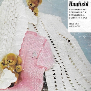 Crochet and Knitted Shawl. Knitted Baby Sleeping Bag. Vintage Crochet Pattern. Vintage Knitting Pattern. Baby Shawl. PDF File. Baby Pattern