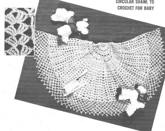 Vintage Circular Crochet Baby Shawl. Retro Circular Crochet Baby Shawl. Easy Circular Crochet Baby Shawl. Beautiful Baby Shaw. PDF Download