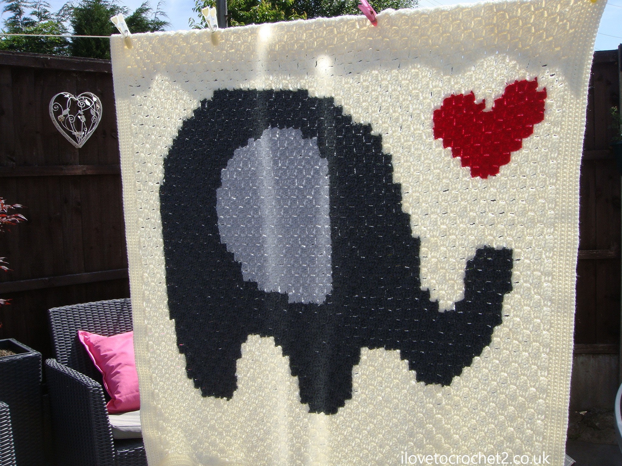 Crochet Blanket with Baby Elephant Design made with Stylecraft Etsy