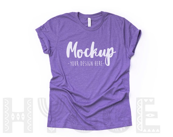 Bella Canvas 3001 Heather Team Purple T-Shirt Mockup Basic