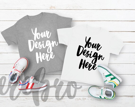 Kids Gray White Rabbit Skins T-Shirt Mockup Mock Up Kids Gray White Rabbit Skins T-Shirt Mockup Mock Up