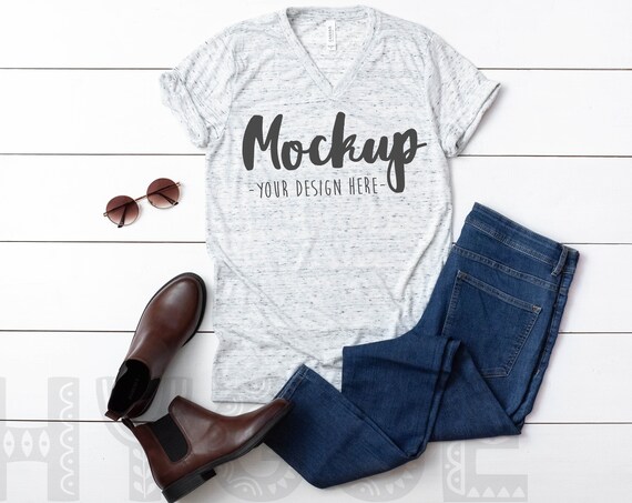Bella Canvas 3005 White Marble T-Shirt Mockup Basic Mockupv