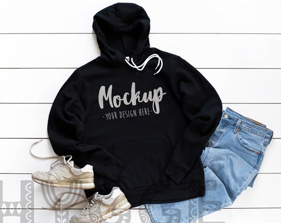 Download Free Bella Canvas 3719 Black Unisex Hoodie Mockup Pullover ...