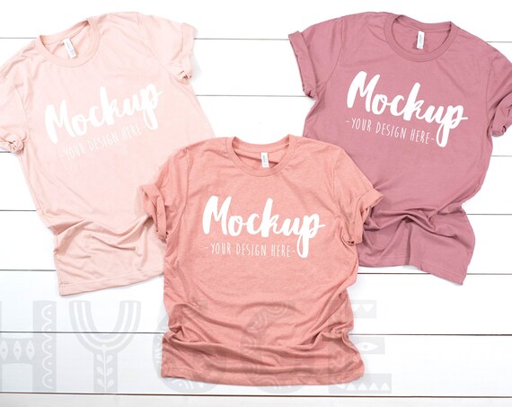 Basic Bella Canvas 3001 Heather Peach Heather Sunset Mauve Basic Bella Canvas 3001 Heather Peach Heather Sunset Mauve
