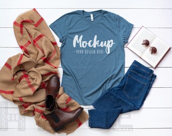 Bella Canvas 3001 Heather Slate T Shirt Mockup Basic Mockupv Etsy