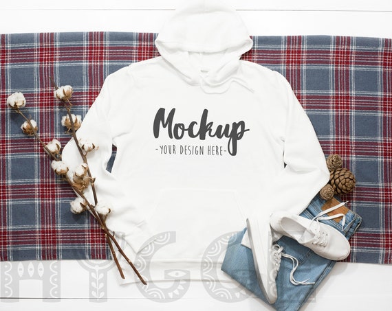 Download Bella Canvas 3719 White Unisex Hoodie Mockup Pullover ...