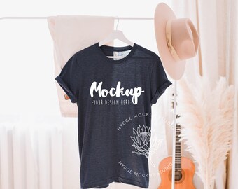 Bella Canvas 3001 Mockup Fall Heather Navy T Shirt Mockup Etsy