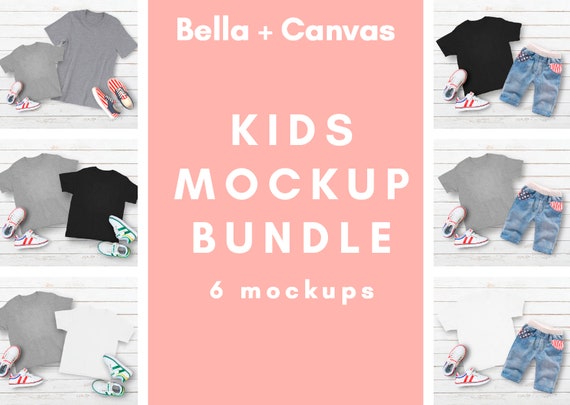 Kids T-Shirt Mockup Bundle Bella Canvas 3001 And 3001t