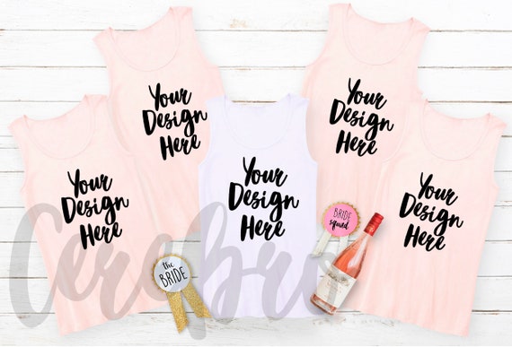 Bella Canvas 6480 Bachelorette White Pink Tank Mockup Mock