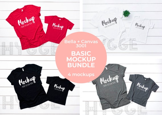 Bella Canvas 3001 And 3001t Toddler T-Shirt Mockup Bundle