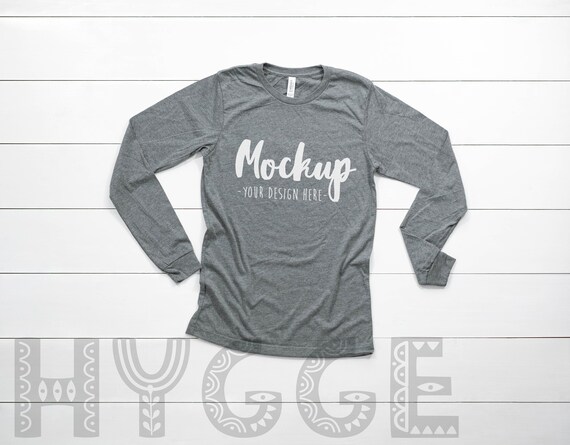Download Bella Canvas 3501 Deep Heather Long Sleeve T Shirt Mockup Etsy