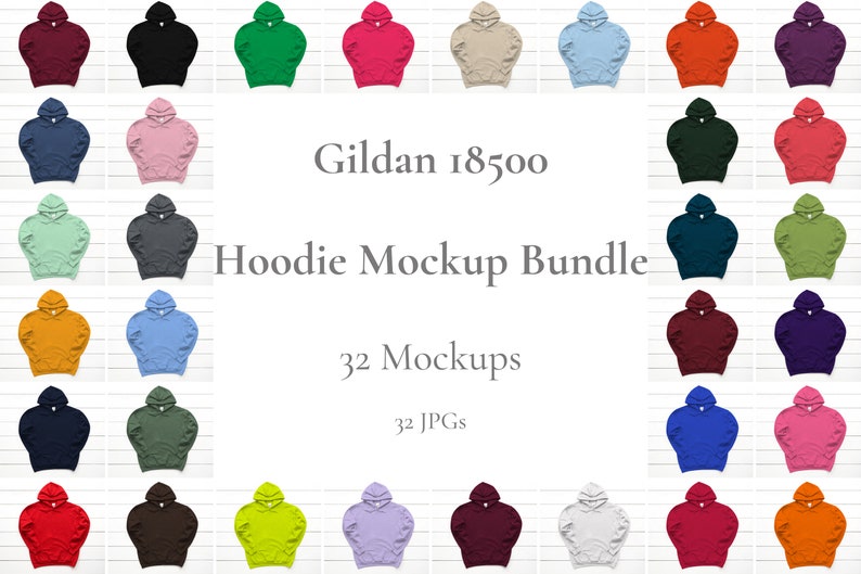 Download Gildan 18500 Hoodie Mockup Bundle Basic Hoodie Mock Up Set ...
