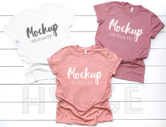 Basic Bella Canvas 3001 White Heather Sunset Mauve Tshirt Etsy