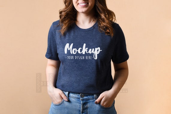 Bella Canvas 3001 Heather Navy Tshirt Mockup Basic Mockup Etsy