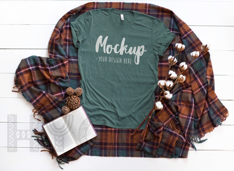 Bella Canvas 3001 Heather Forest Fall Mockup Unisex T-shirt | Etsy