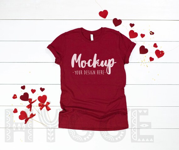 Bella Canvas 3001 Cardinal Red T Shirt Mockup Valentines Etsy