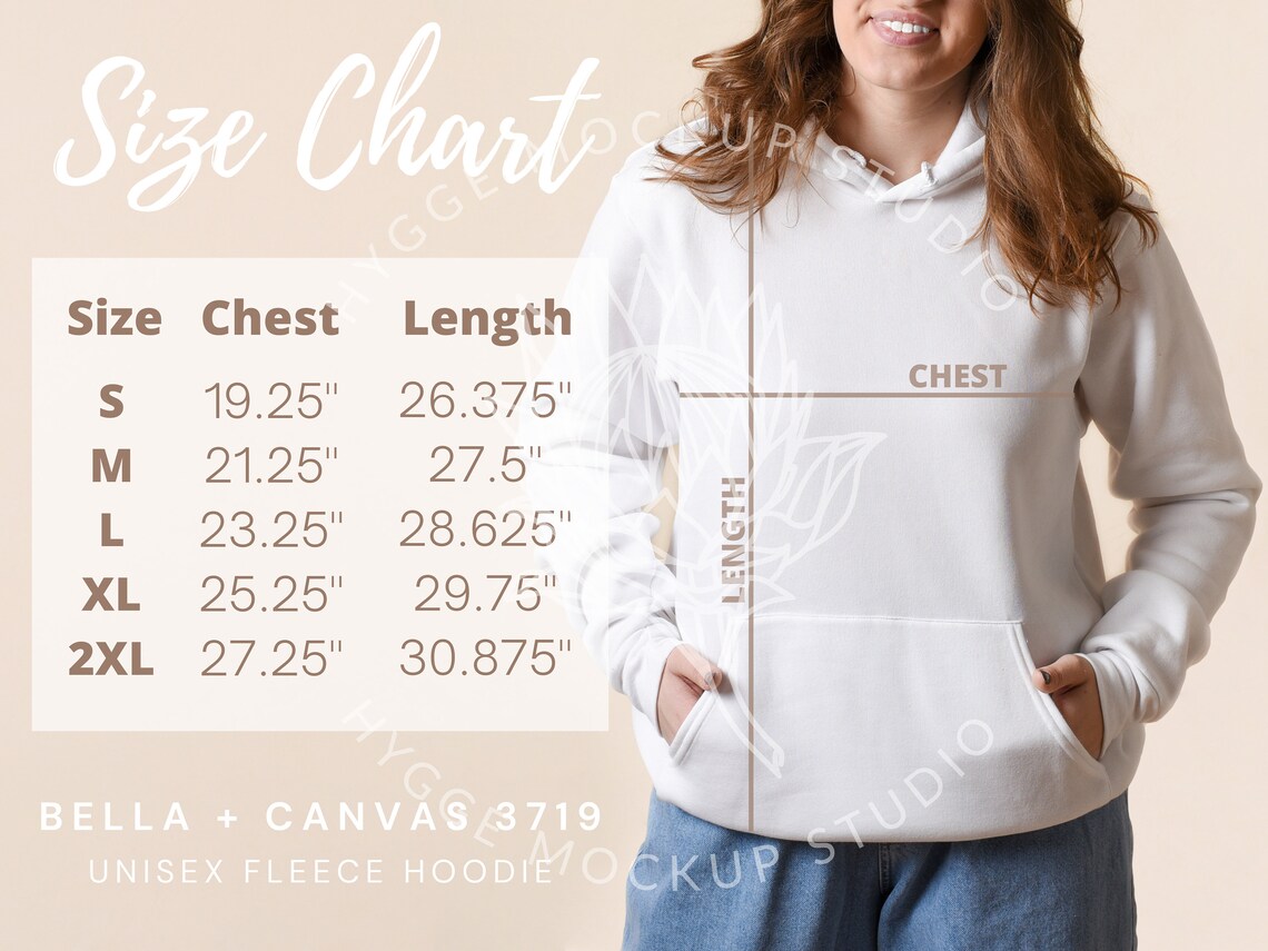 Bella Canvas 3719 Size Chart Bella Canvas Size Chart | Etsy
