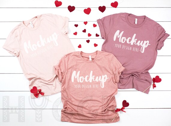 Valentines Bella Canvas 3001 Heather Peach Heather Sunset Etsy