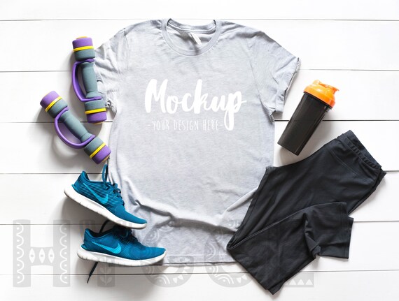 Bella Canvas 3001 Unisex Athletic Heather Tshirt Mockup Sport Etsy