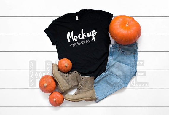 Halloween Bella Canvas 3001 Black Tshirt Mockup Fall Bella Etsy