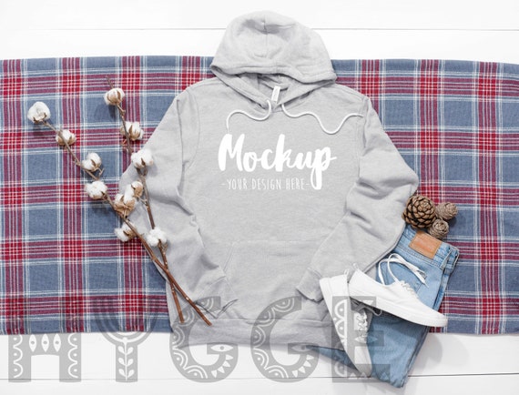 Bella Canvas 3719 Athletic Heather Unisex Hoodie Mockup Etsy