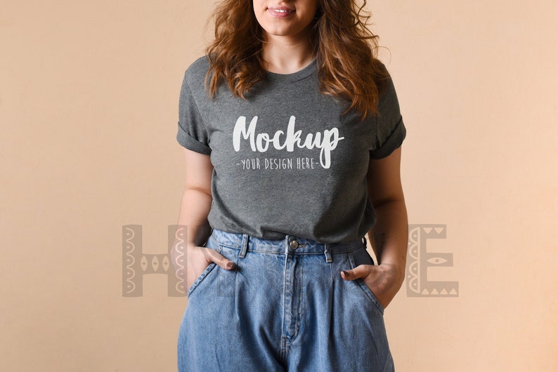 Tshirt Mock Up Christmas Mockup Valentine\u2019s Day mockup Winter Mockup Bella Canvas 3001 Deep Heather T-shirt Mockup Basic Mockup Model