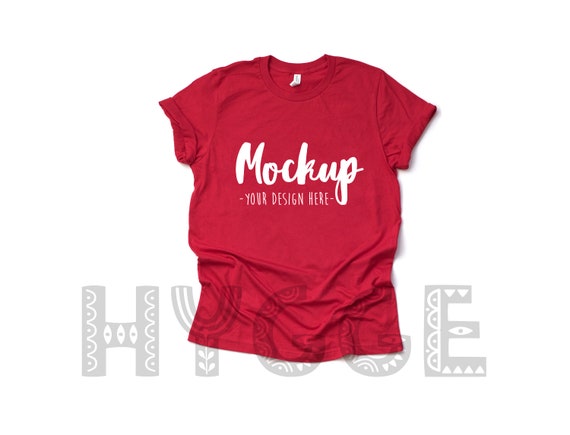 Download Bella Canvas 3001 Red T Shirt Mockup Basic Mockup Tshirt Etsy PSD Mockup Templates