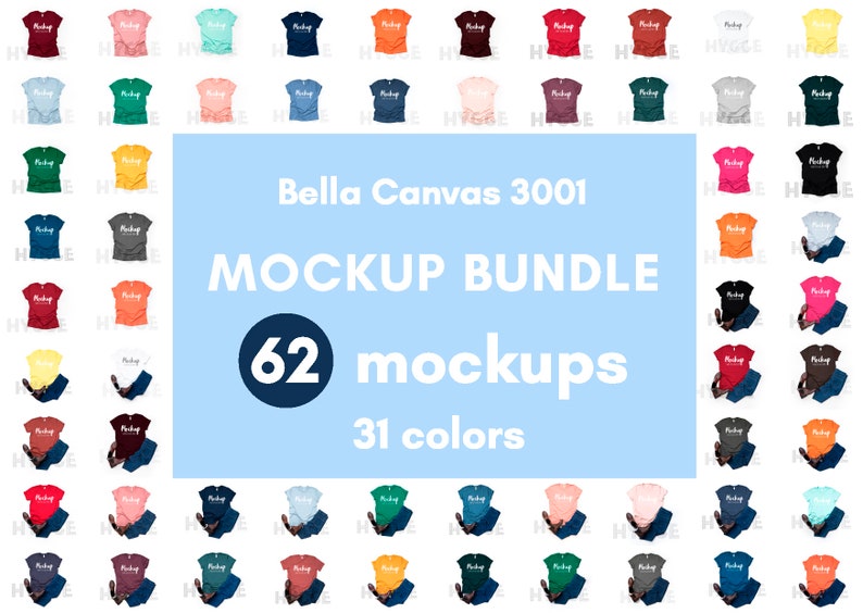 Bella Canvas 3001 T Shirt Mockup Bundle T Shirt Mockup Mock Up Etsy