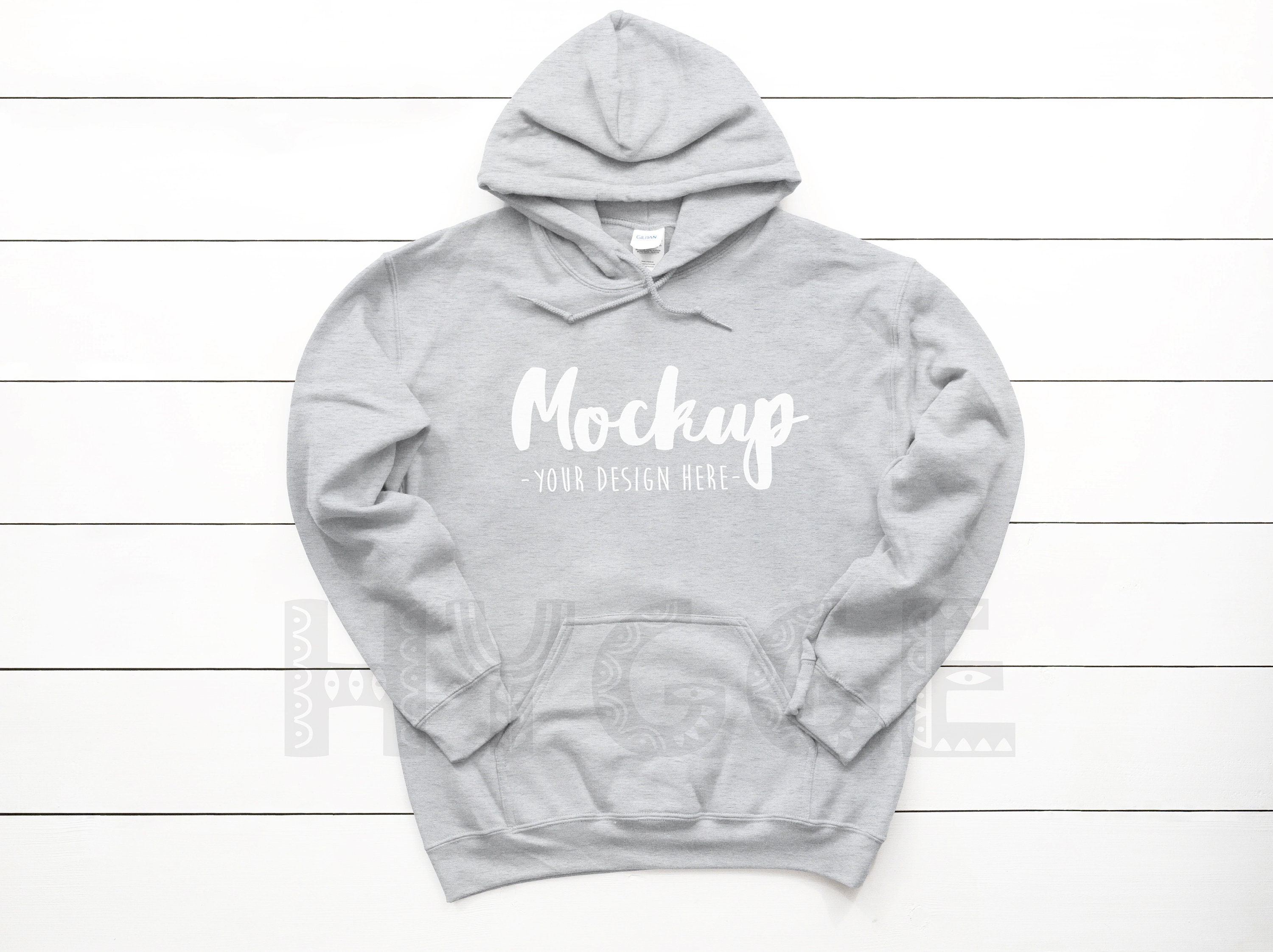 Download Gildan 18500 Ash Unisex Hoodie Mockup Pullover Mockup Flat Lay Etsy