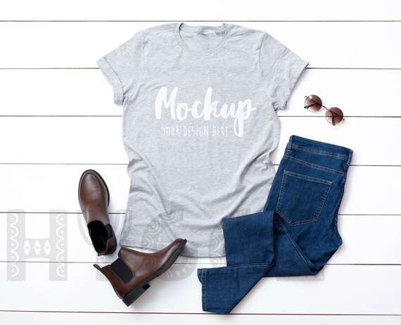 Bella Canvas 3001 Athletic Heather T Shirt Mockup Basic Etsy
