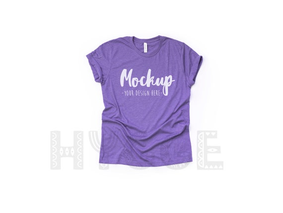 Bella Canvas 3001 Heather Team Purple T Shirt Mockup Basic Etsy