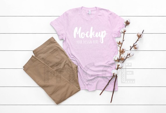 Bella Canvas 3001 Heather Prism Lilac T Shirt Mockup Basic Etsy