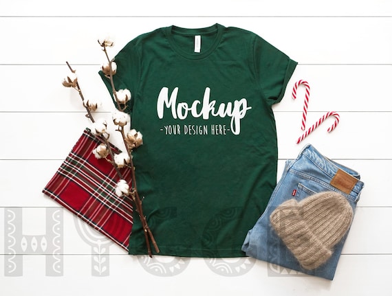 Bella Canvas 3001 Forest Christmas Mockup Unisex T Shirt Etsy