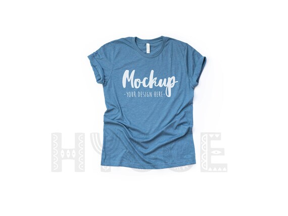 Download Bella Canvas 3001 Heather Slate T Shirt Mockup Basic Mockup Etsy