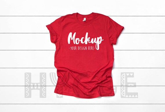 Bella Canvas 3001 Red T Shirt Mockup 4th Of July Mock Up Etsy