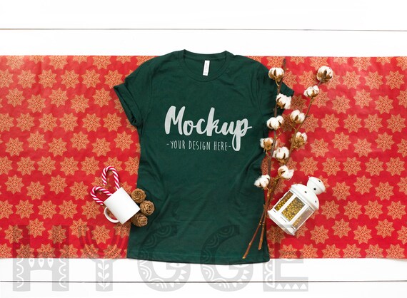 Bella Canvas 3001 Forest Christmas Mockup Unisex T Shirt Etsy