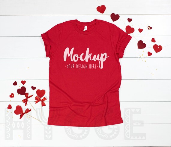 Download Bella Canvas 3001 Red T Shirt Mockup Valentines Mockup Etsy