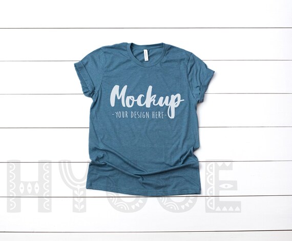 Bella Canvas 3001 Heather Slate T Shirt Mockup Basic Mockupv Etsy