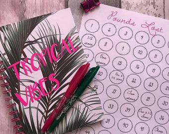 downloadable a4 pdf weight loss tracker chart in blue etsy