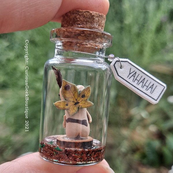 Sml Zelda BOTW inspired Personalised Korok in a Glass Bottle (B) Gaming themed collectible
