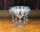 Rock Sharpe Libbey Glass Company Cut Laural 8000-10 Pattern Claret Wine Glasses Set of 6