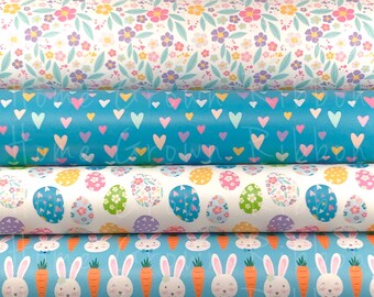 Easter Faux Leather Sheet Set - Vinyl Sheets - Synthetic Leather A4 Sheet - Fabric Sheet USDR 8.25" x 11.75" - Bunny - Carrots - Easter Egg