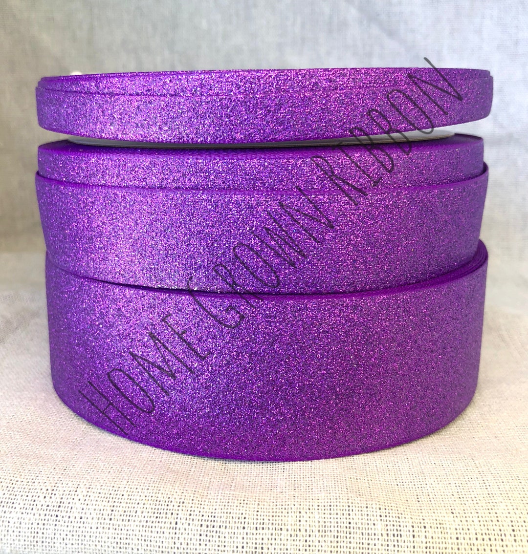 Purple Soft Glitter Grosgrain Ribbon 7/8 Inch 1.5 7/8 3/8 Grosgrain