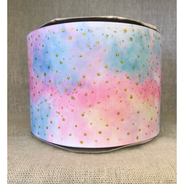 Unicorn Farts Glitter Sparkle Ribbon, 3" 7/8" Grosgrain, Pastel Rainbow,  USDR Ribbon, Cheer Bow, High Quality Designer Ribbon, Hair Bow