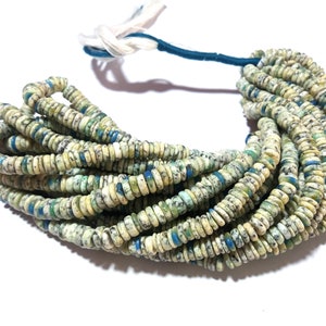 Natural K2 Jasper Heishi Beads: Smooth Tyre Wheel Strand