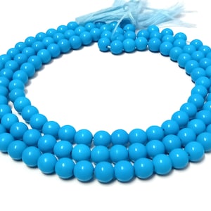 Natürliche Türkis Runde Perlen 6-8 mm: Glatte Blaue Schmuckherstellung, 12 &quot;Strang