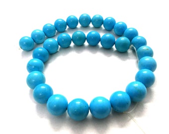 1 Strand Natural Turquoise Round Smooth 8mm/10mm/14mm/16mm Turquoise Round Beads 12"inch, Turquoise Round Jewellery Making Beads