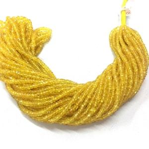 1 Strand Natural Yellow Sapphire Rondelle Faceted 3-4mm Gemstone Beads 16"inch, Yellow Sapphire Beads, Yellow Sapphire Rondelle Beads