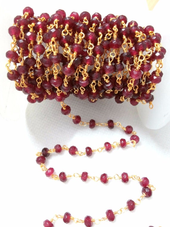 5 Strand Natural Ruby Chalcedony Rondelle Faceted 3-3.5mm Gemstone 13/"inch